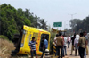 Express bus overturns near Hejamady; several passengers injured